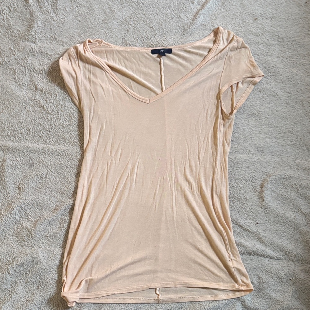 GAP Light Yellow V-Neck Short Sleeve Tee